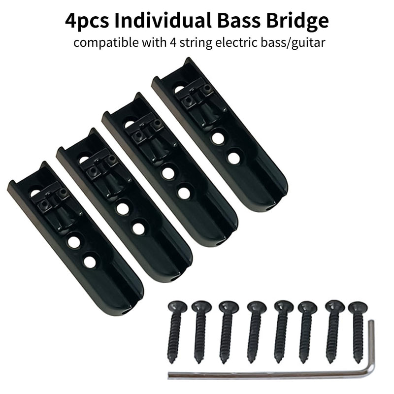 4pcs Bass Guitar Bridge Individual Bass Bridge Guitar Bridge Single Individual Tailpiece Single String Bass Bridge Bass Guitar Saddles Compatible with 4 String Electric Bass Guitar Accessories,S