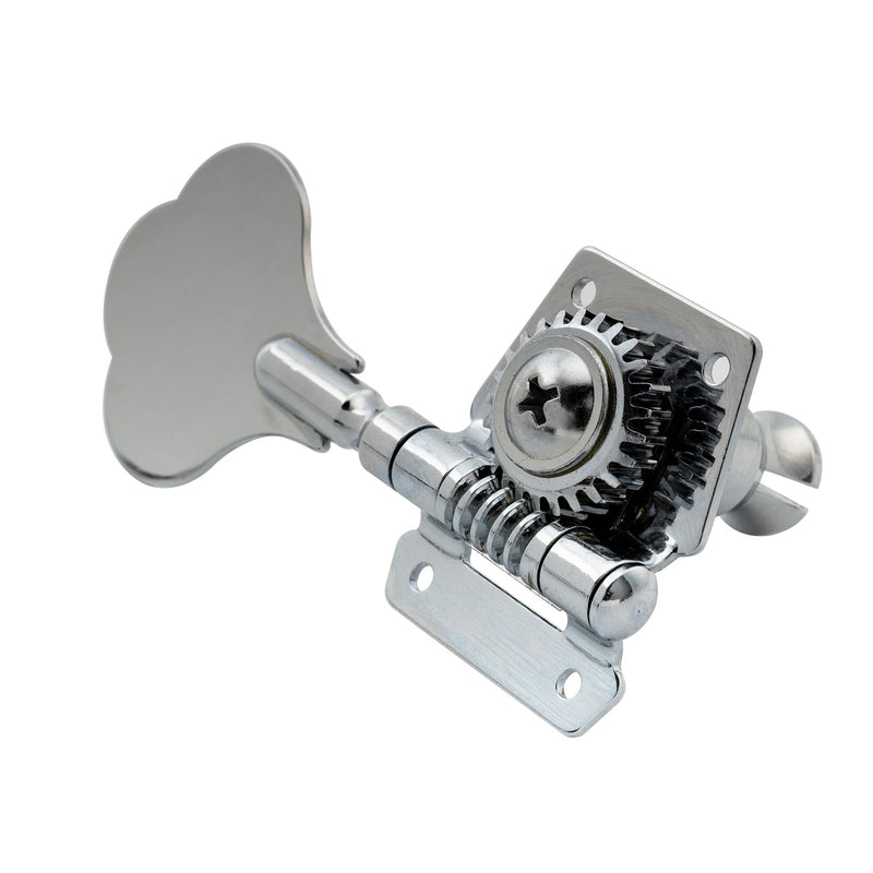 [AUSTRALIA] - Musiclily Basic 4-in-line 24:1 Ratio Open Gear Machine Heads Tuners Tuning Pegs Keys with Clover Button for Electric Bass, Chrome 4R Chrome 