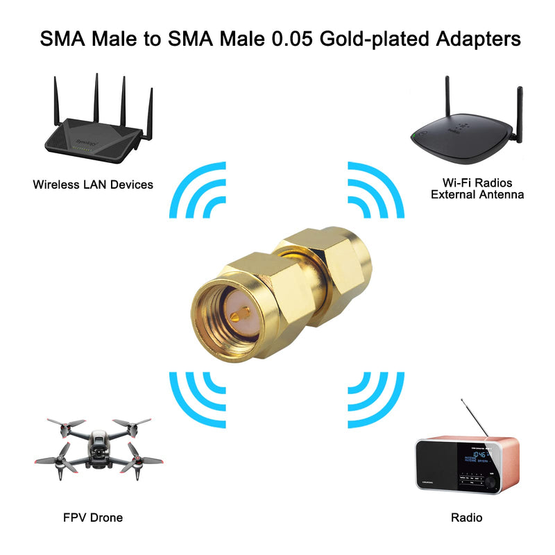 BOOBRIE Improved 2 Pack SMA Male to SMA Male SMA Male to Male Coaxial Connector SMA Male to Male SMA WiFi Adapter FPV Drone Signal Booster Wireless LAN Device