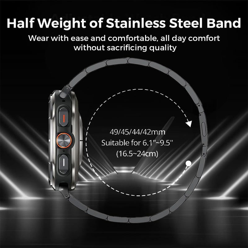 No Tool Titanium Magnetic Bands Compatible with Galaxy Watch Ultra 47mm (2026/2025/2024), No Gap Design Titanium Metal Strap Wristband Accessory for Galaxy Watch 7 Ultra 2 1 47mm silver