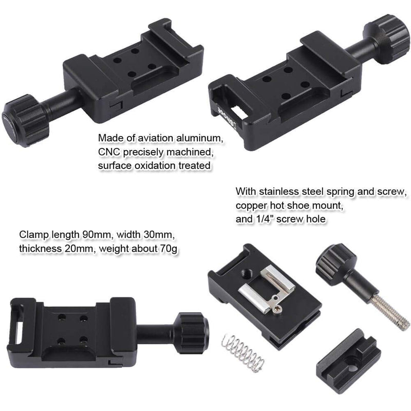 [AUSTRALIA] - iShoot Metal Clamp with Universal Hot Shoe Mount Compatible with 39mm Arca-Swiss Fit Quick Release Pate L-Shaped Camera Holder Bracket Support & Speedlite Flash of Standard Cold Foot 