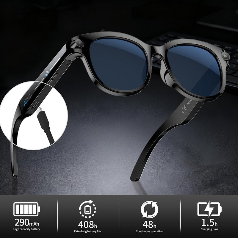 Smart Glasses with Camera, Bluetooth AI Sunglasses for Travel