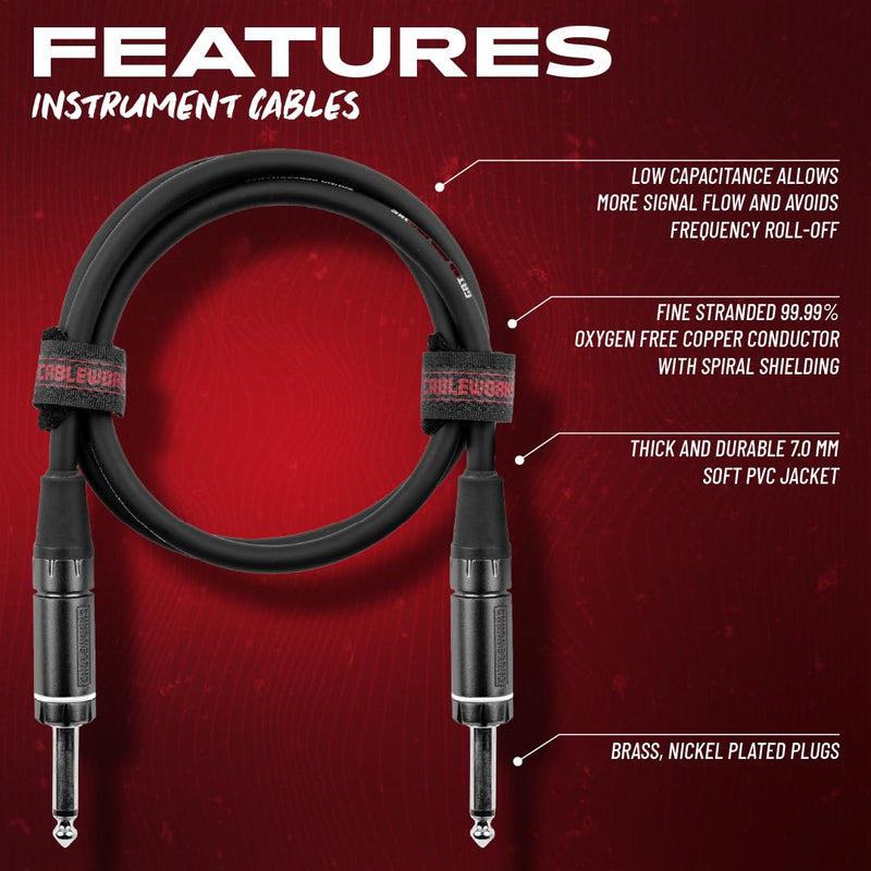 [AUSTRALIA] - by Gator Cases Composer Series Deluxe 30 Ft Straight to Straight Guitar Instrument Cable (GCWC-INS-30) 30 Feet 