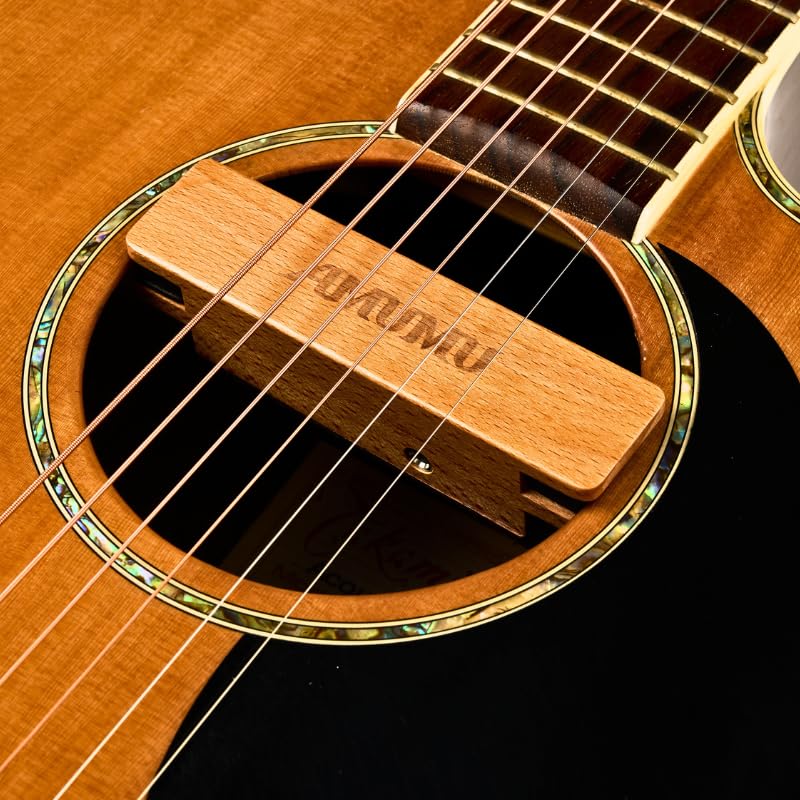 AMUMU SP30 Woody Magnetic Soundhole Pickup, For Steel String Acoustic Guitars Single Coil, Includes a free studio-grade Audio cable,Warm Acoustic Tone, Low Noise. 10ft Cable - 1/4'' male plug