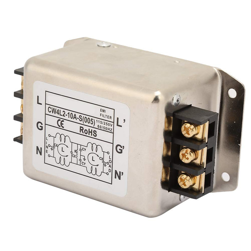 Nikou Mains Filter, 115V/250V 10A 50/60Hz Single Pole/Two-Pole EMI Filter Connector for Most Digital Devices
