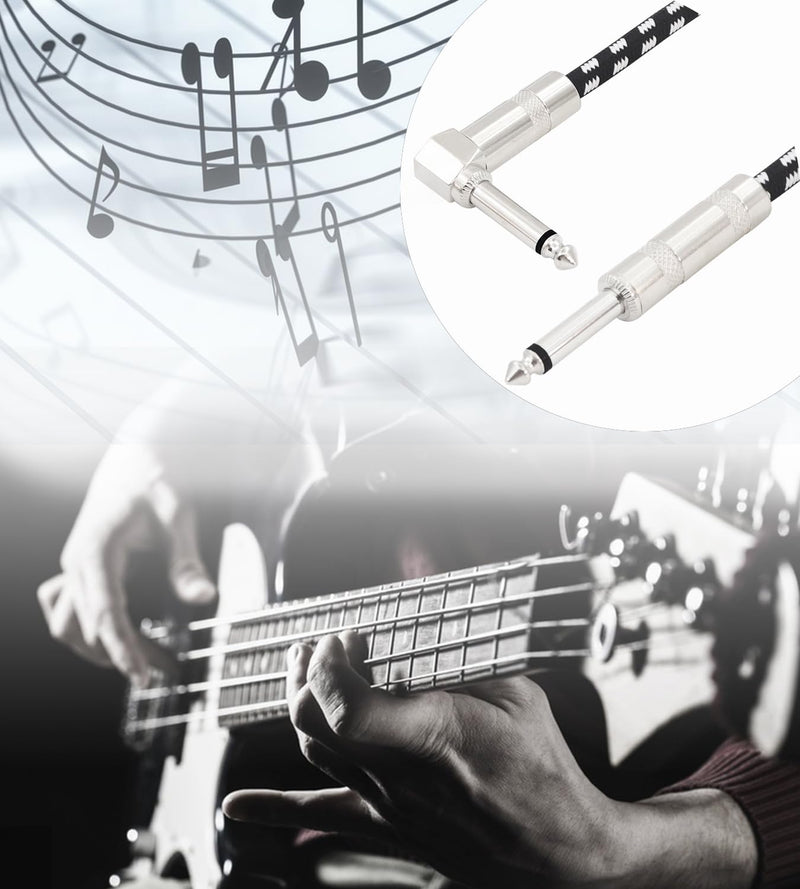 Straight to Right Angle 1/4 Inch Instrument Cable Short TS Guitar Cable Electric Guitar Amp Cord 6.35mm Stereo Audio Cable for Guitar Bass Keyboard and Pro Audio 2 Pack (1.7FT) 1.7FT