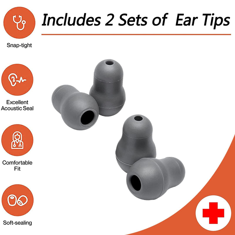 Stethoscope Ear Tips Replacement for Littmann Stethoscopes Compatible with MDF Stethoscope Ear Pieces Classic 3 Cardiology 3 & Cardiology 4, Cardiology III & IV & Littmann Stethoscope Parts (Grey)
