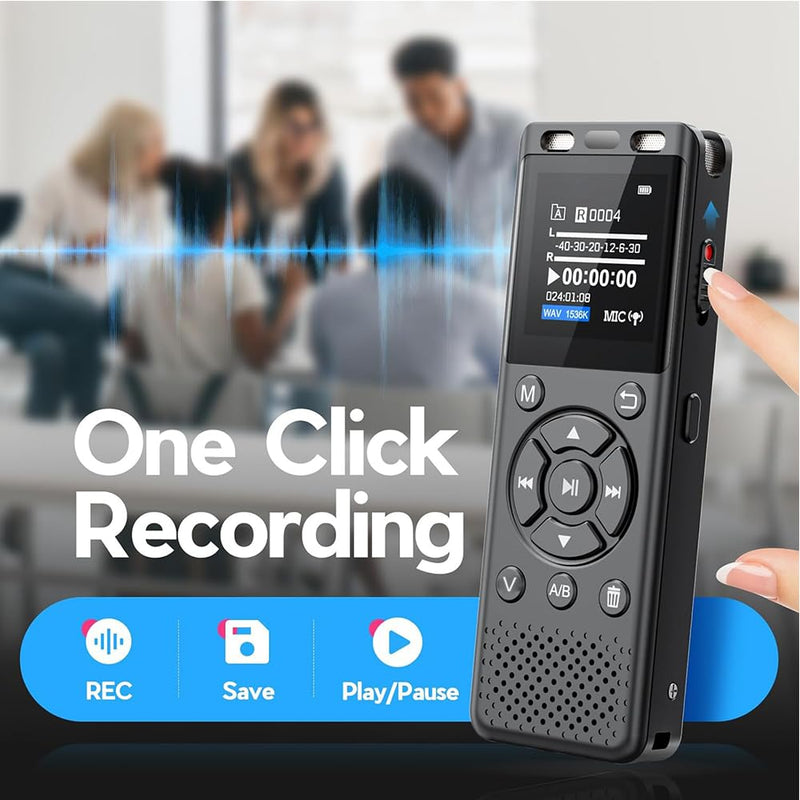 Tonfarb 64GB Digital Voice Recorder with Playback,Audio Recording Device for Lectures Meeting/Classes/Interviews,Tape Recorder with Voice Activated,Password,Noise Reduction,A-B Repeat,MP3 Player Etc