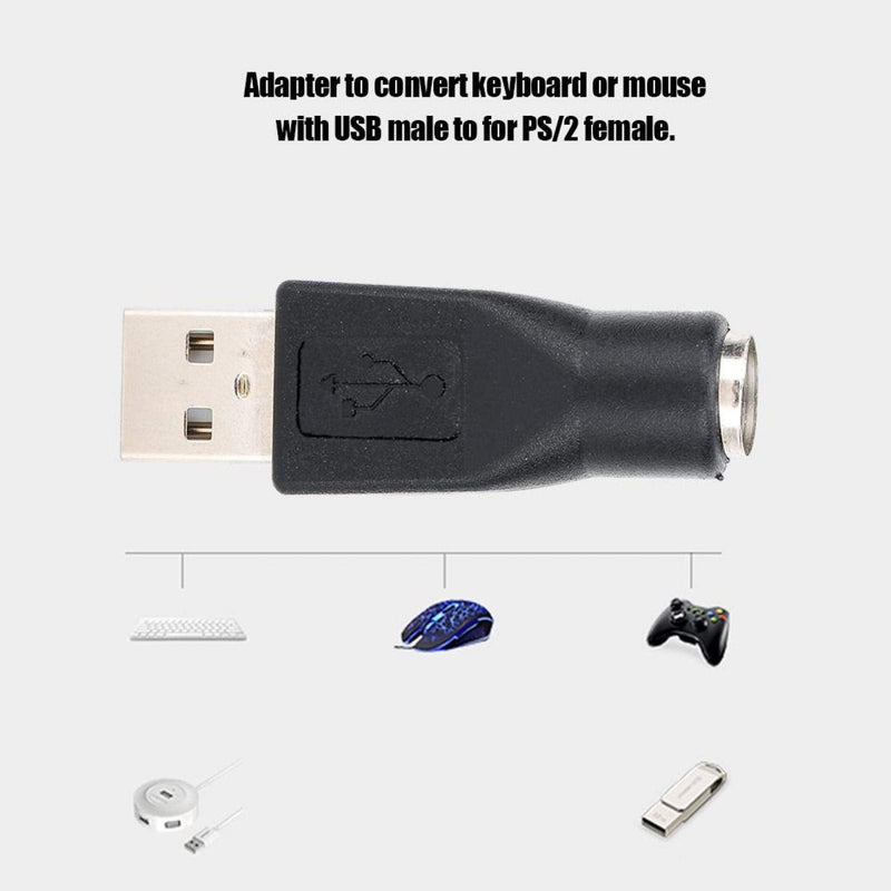 ASHATA PS-2 to USB,5PCS USB Male to for PS/2 Female Adapter Converter for Keyboard Mouse with for PS/2 Interface,PS/2 Male Converter Changer Adapter Small and Portable