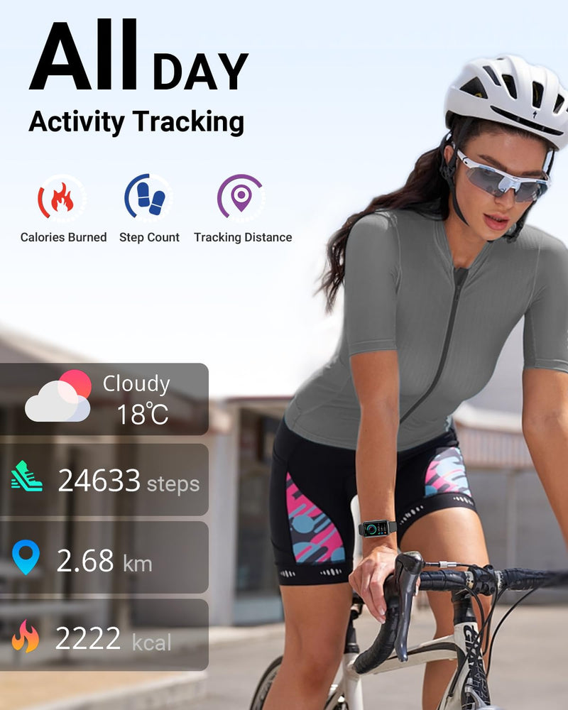 Amzhero Health Fitness Tracker with 24/7 Heart Rate, Blood Oxygen, Blood Pressure, Sleep Tracker, 5ATM Waterproof Activity Trackers with Step Tracker, Pedometer (S & L Bands Included) Spaceblack