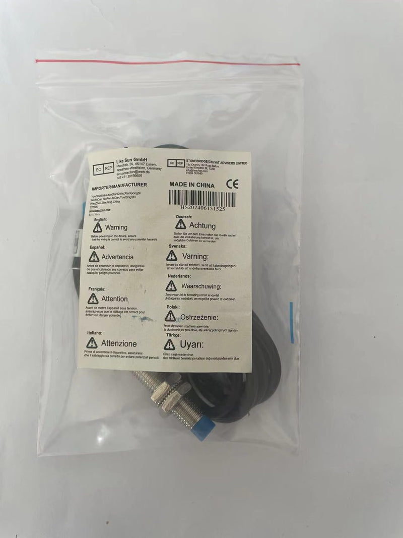 M8 Proximity Sensor Switch, 5VDC 200mA, NPN NO, 1mm Detecting Distance, Magnetic Metal Detect, 8mm Mounting Hole, 120cm Cable, IP67 Protection, LJ8A3-1-Z/BX-DC5V