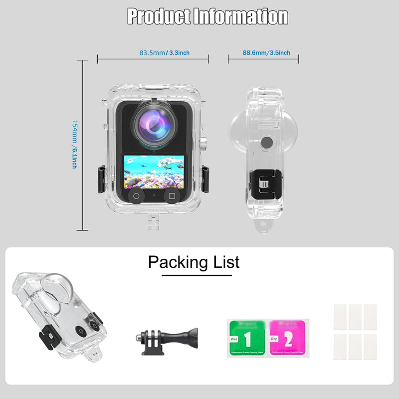 PCTC 131FT Invisible Dive Case for DJI OSMO 360 | Underwater Diving Housing Waterproof Case with Bracket Anti-Fog Inserts for DJI Osmo 360 Accessories