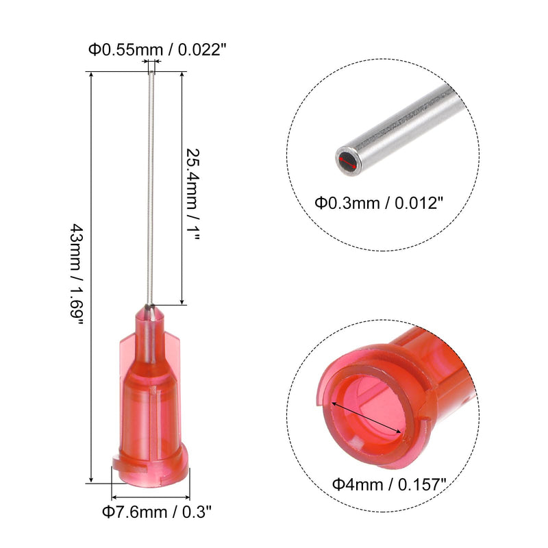 QUARKZMAN Industrial Blunt Tip Cannula 24G 1 Inch Length with Luer Lock Screw Connection, Dosing Cannula for Liquid Glue Gun, 60 Pieces (Red) red