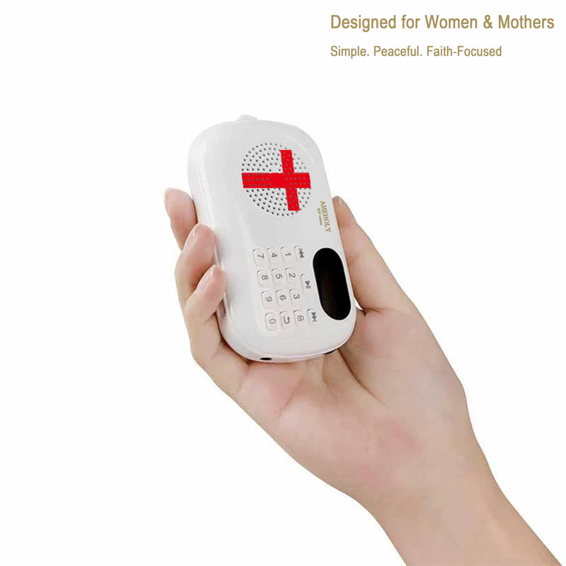 [AUSTRALIA] - KJV Audio Bible Player – Portable Electronic Bible Device, Offline Rechargeable Scripture Player with Simple Buttons for Seniors & Home Use, White 