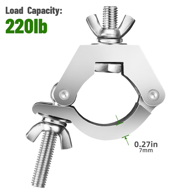 4PackS Stage Light Clamps Hooks Thickened Reinforced, Aluminum Alloy Heavy Duty 220lb/100kg, Fit 1.1~1.26 Inch(28mm-32mm) OD Tube/Pipe for DJ Lighting Par Lights Spot Light 28-32mm&220lb