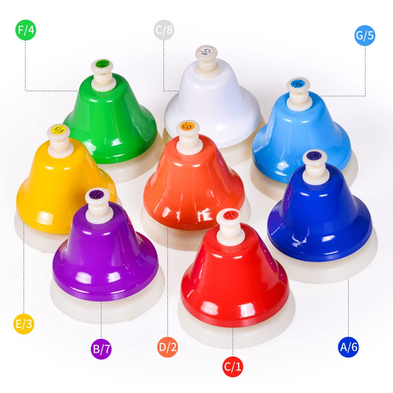 ENNBOM Desk Bell 8 Notes Music Percussion Instrument - Diatonic Hand Bell for Musical Teaching
