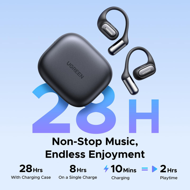 UGREEN FitBuds Open Ear Hook-on Wireless Earbuds Headphones Bluetooth 6.0 | 4-Mic Noise Canceling, Spatial Audio, 28H Playtime, IPX5 Waterproof For Running Sports, Dual Connection, Titanium Wire