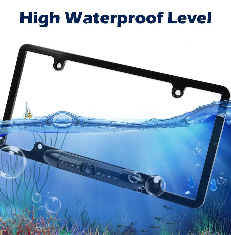 Backup HD Camera Frame License Plate Rear Night Vision Waterproof Compatible with Kenwood Car Radio DDX26BT DDX340BT DDX376BT DDX396 DMX125BT DMX907S DMX7705S DMX7706S DNX6990HD Black Style 3