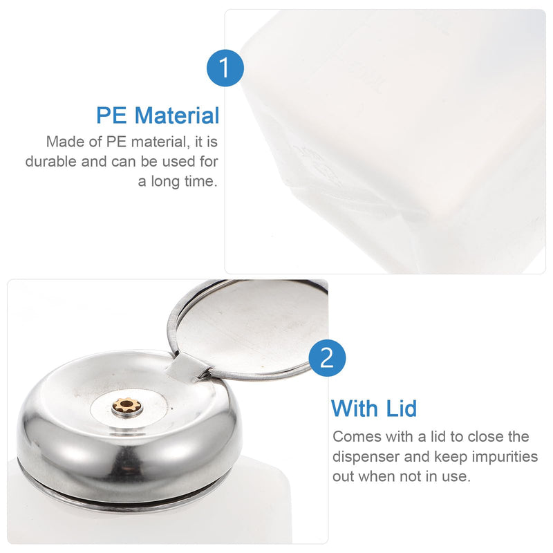 ULTECHNOVO 2 Pack Push Down Alcohol Dispenser Empty Lockable Antistatic Pump Bottles Square Plastic Bottles White 100ml 100 ml
