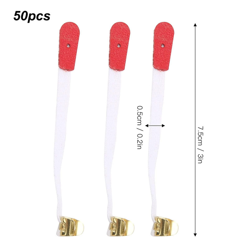 50Pcs Piano Bridle Straps Replacement Piano Spring Clips Repair Parts 75x5mm/ 3 x 0.2inch Bridle Tape White And Red PianoAccessories