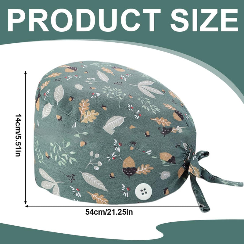 CPJJ Women's Surgical Cap, Fabric, Nurse Cap, Pack of 1, Green