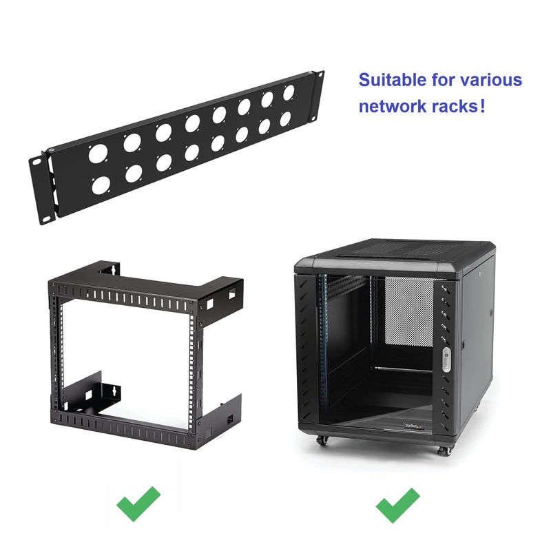 2U Hinged Rack Component Panel with 16 D-Series Punch-Out Holes for 19 inches AV, Sound, Computer Equipment Racks (2U16DBP)