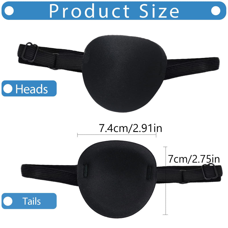 Eye Patch,2Pcs Eye Patches for Adults,Adjustable Lazy Piratel Eye Patch for Left or Right Eyes, Reusable Eye Cover for Cosplay Pirate Costume
