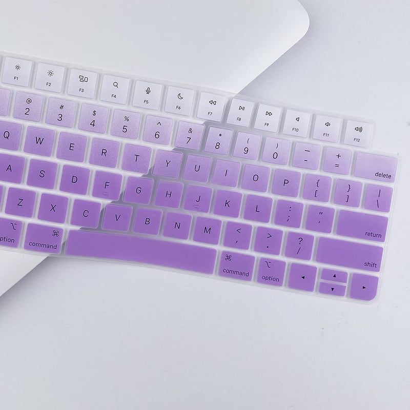Keyboard Cover for Apple iMac 24 Inch Magic Keyboard Cover with Touch ID, Thinnest Keyboard Skin for 2022 2021 iMac 24 Model A2449 A2450, iMac Magic M1 Chip Keyboard Accessories-Glpurple Gradualpurple