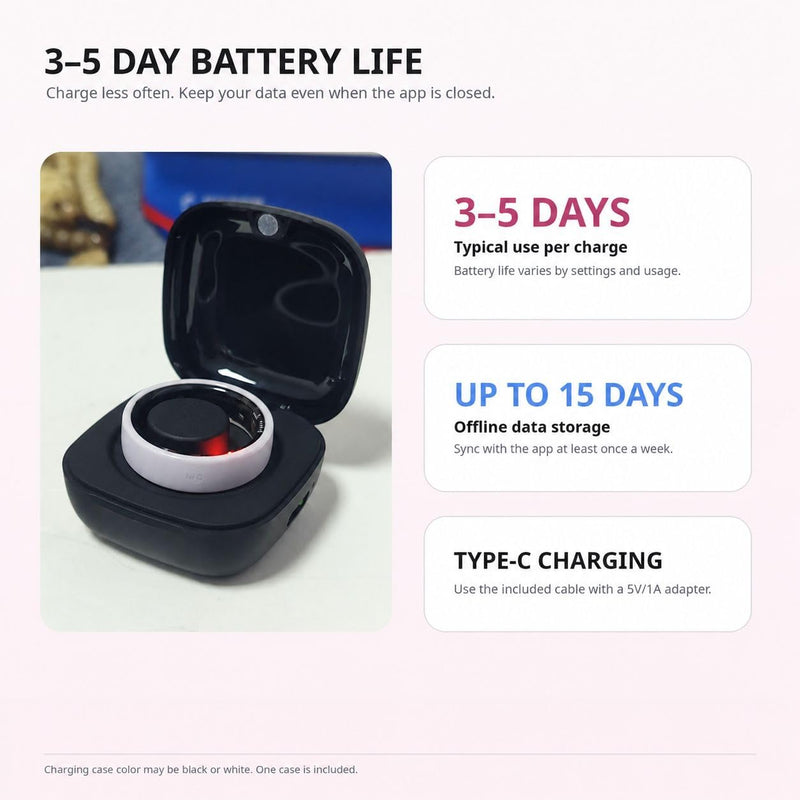 Smart Ring for Women and Men, Sleep & Fitness Tracker, NFC, Pink Size 8 | Screen-free ceramic smart ring for sleep, activity, heart-rate and blood-oxygen trends, with NFC and 3–5 day battery life. #8