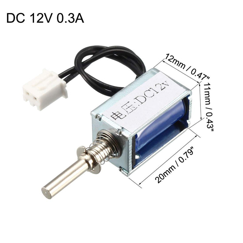 sourcing map DC 12 V Push Pull Type Mini Solenoid Electromagnet Open Frame 3 mm/35 g 4 mm DC12V 3mm/35g