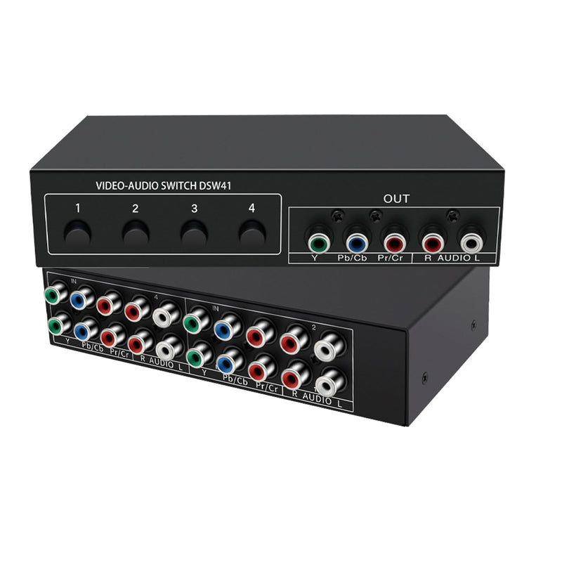[AUSTRALIA] - Component AV Video Switch Box 4 in 1 Out, BolAAzuL 4 Port 5 RCA YPbPr Cable RGB Component AV Switcher Selector Converter 4-Way Plug & Play for Retro Gaming PS2 Wii Xbox DVD Player TV 4X1 Switch 
