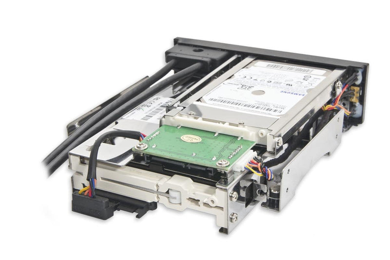 Syba SY-MRA55006 5.25" Bay Tray Less Mobile Rack for 3.5" and 2.5" Sata III HDD with Extra 2 Port USB 3.0, Black/White