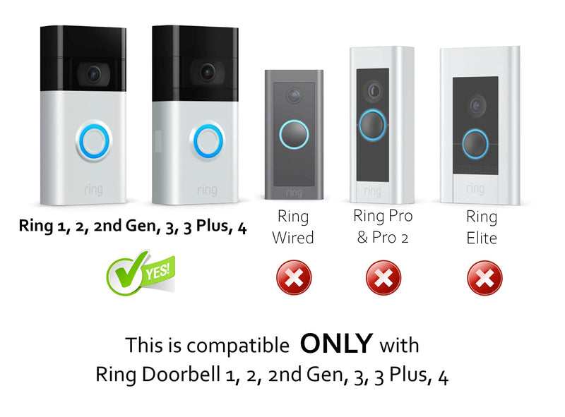 RingDoorbell 1/2/3/4 2nd Gen & 3 Plus Rain Sun Cover Hood Weather Shield Glare Protector No Drilling Needed, Black