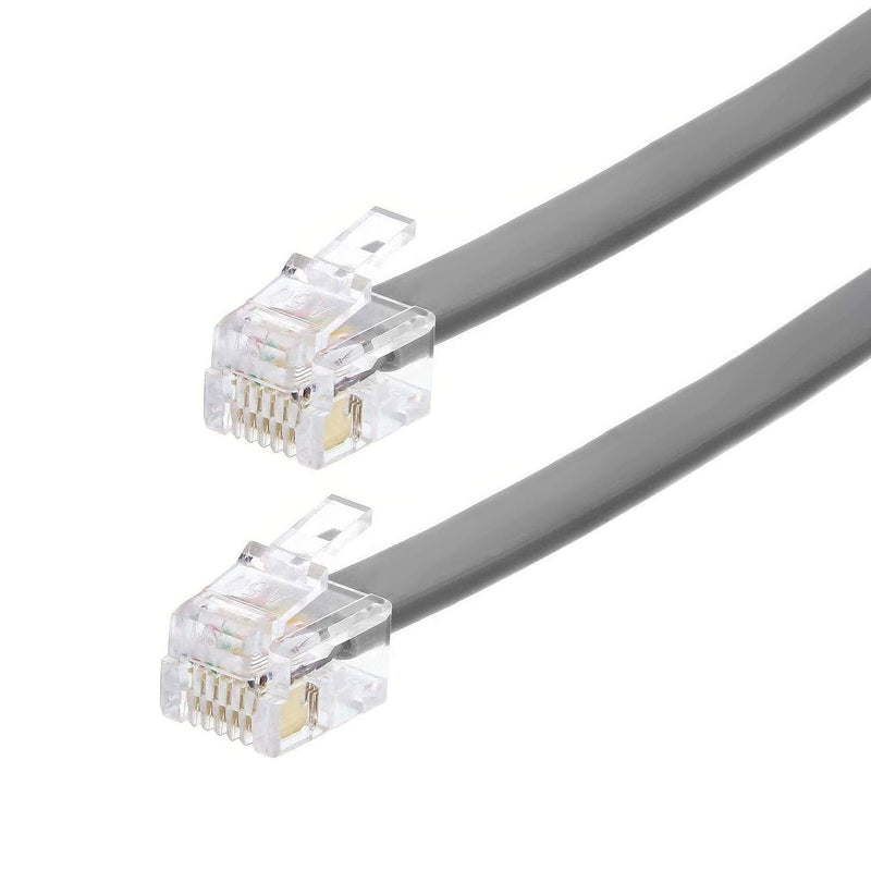 [AUSTRALIA] - Cmple - Telephone Cord 7ft Phone Cord for Landline Male to Male 6P6C RJ12 Cable for 3 Lines Home Phone, Fax, DSL Modem, Router, Printer - Gray RJ12(6P6C),Reverse 