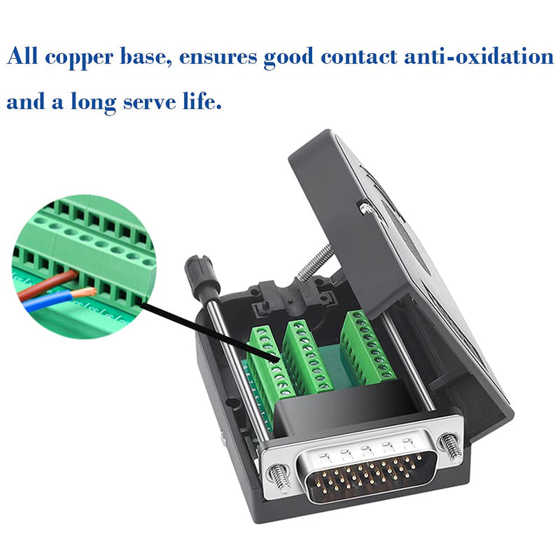 Jienk DB26 Male Solderless Breakout Connector, RS232 D-SUB Serial to 26 Pin Port Terminal Solderfree Adapter with Case Accessories
