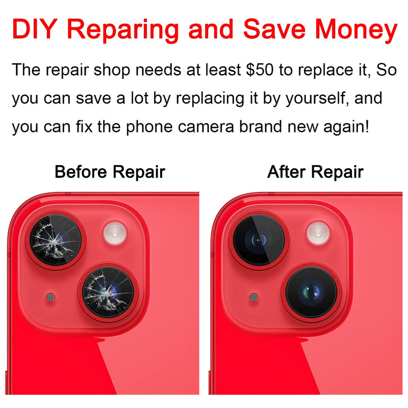 OEM Back Rear Camera Lens Glass Replacement for iPhone 14 and iPhone 14 Plus with pre-Installed Adhesive and Reparing Toolkit iPhone 14/ iPhone 14 Plus