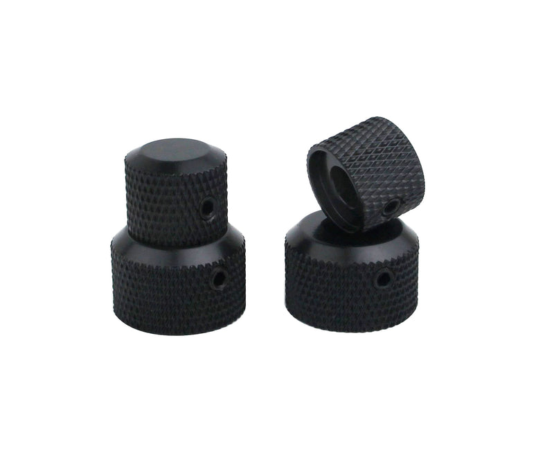 Guyker 2Pcs Brass Concentric Stacked Knobs, Dual Knurled Control Knobs, High Grade Dome Volume Tone Knob Replacement for Electric Guitar or Precision Bass - CNC Machined (Black) Black