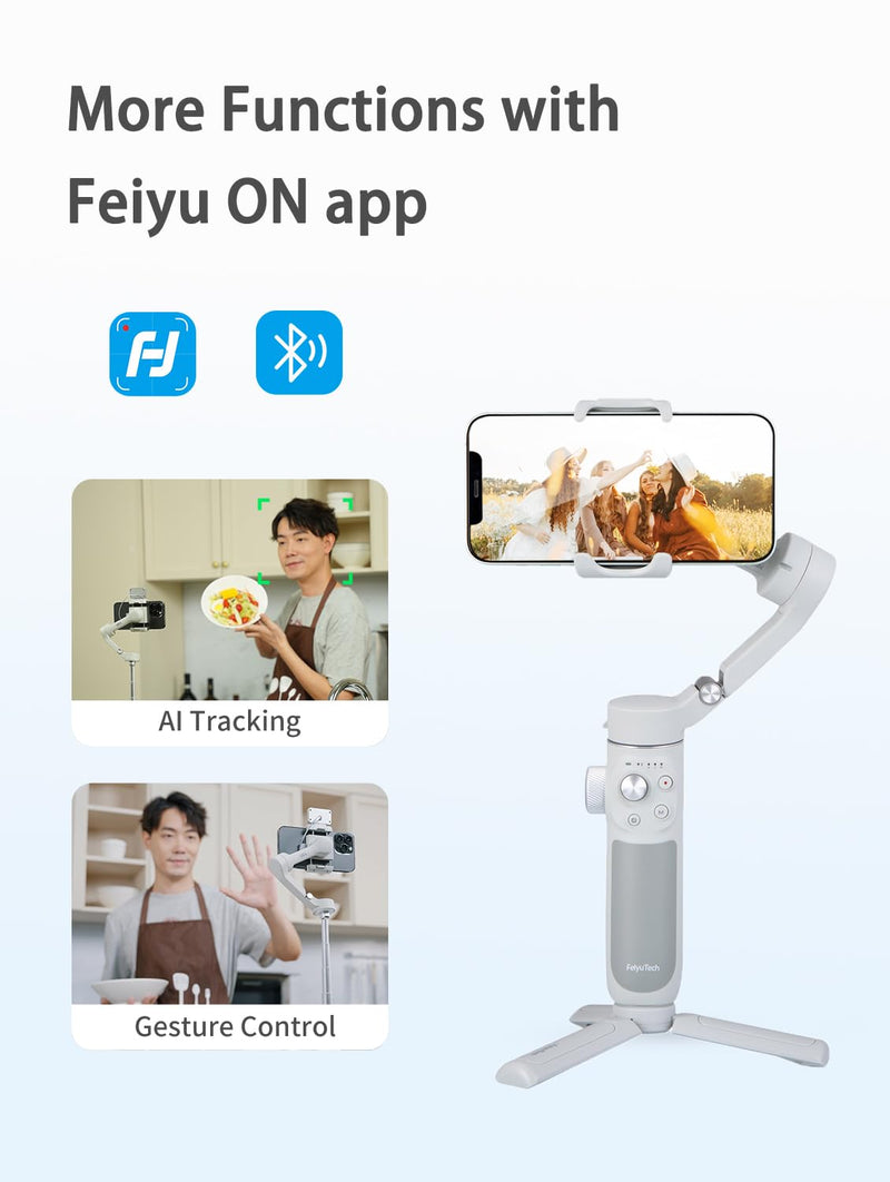 FeiyuTech VB4SE Mobile Gimbal 3-Axis Smartphone Stabilizer,Foldable Phone Gimbal fits iPhone 15/14/13 Samsung Huawei MI Android Cellphone,4.0 AI Tracking,YouTube TikTok IG,Max 260g-Vimble 4SE Feiyu VB 4 SE