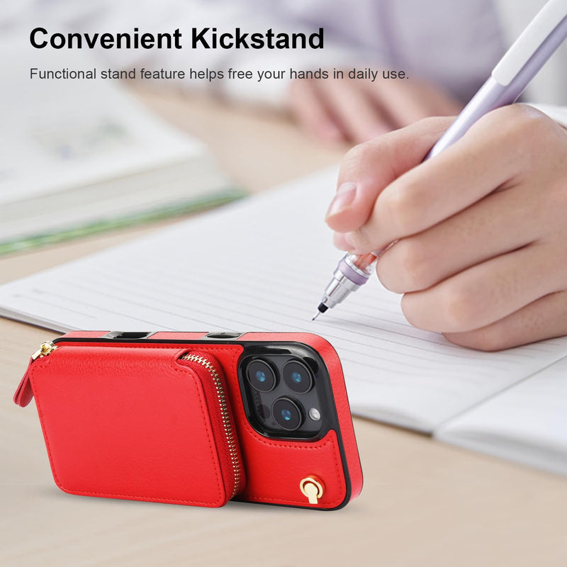 Bocasal A Multi Slots Crossbody Wallet Case for iPhone 16 Pro Max + A Slim Leather Case for AirPods Pro
