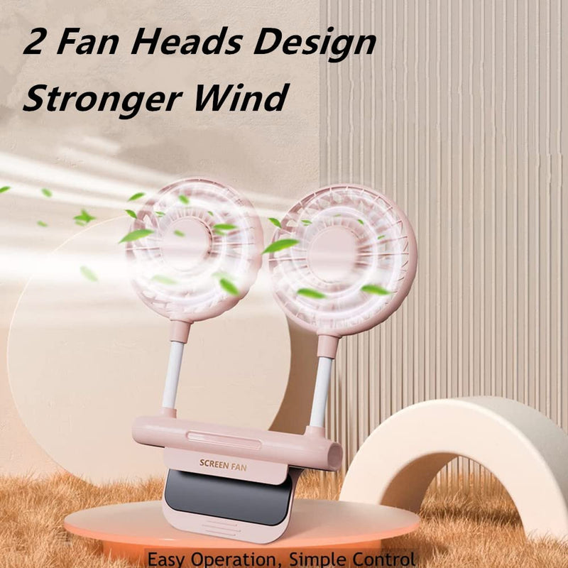 Monitor Fan, THRRLY Desktop Fan with 2 Fan Heads, 3 Speeds 360° Rotatable Office Desk Fan USB Powered Cooling Fan with Sturdy Adjustable Clamp,Strong Wind Quiet Small USB Table Fan for Desktop Laptop. Pink