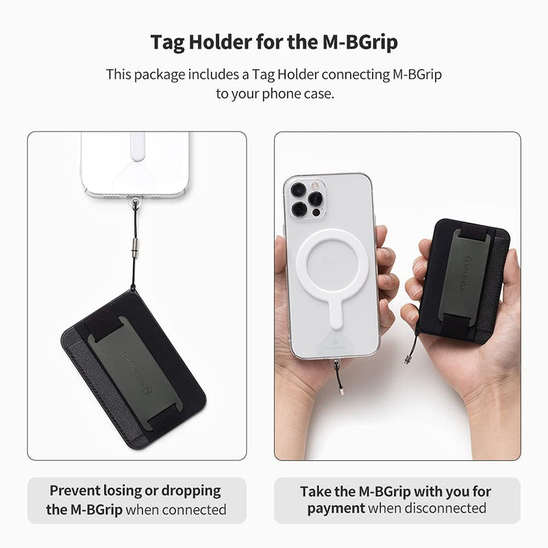 3 in 1 Magnetic Card Holder, Sinjimoru Magnetic Wallet for MagSafe as Cell Phone Wallet Stick On with Phone Grip Holder & Mobile Phone Kickstand iPhone 15 14 13 12 Series. M-Bgrip Black
