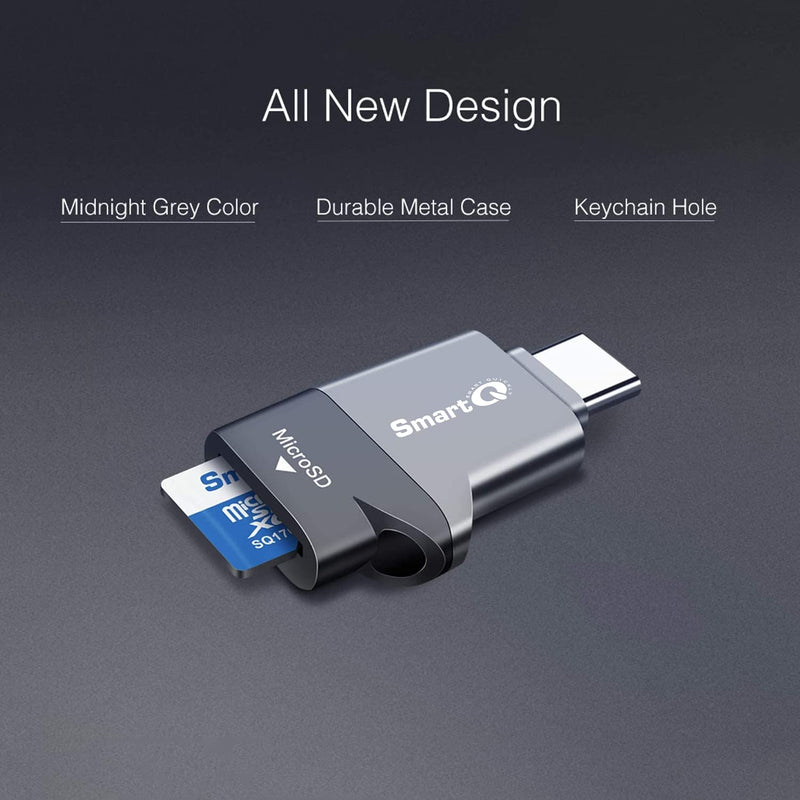 C356 Type-C MicroSD Card Reader with USB 3.0 Super Speed Technology, Supports MicroSDXC, MicroSDHC, and MicroSD for Window, Mac OS X and Andriod (Midnight Grey) Midnight Grey