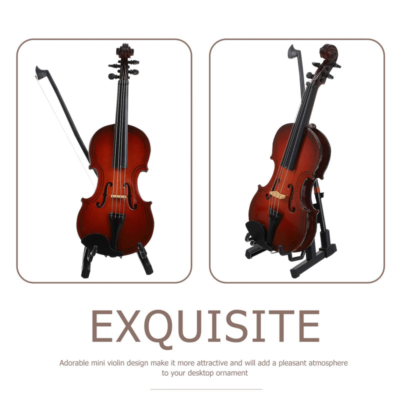 Wooden Miniature Double Bass with Stand Bow and Case Mini Contrabass Mini Musical Instrument Collectible Home Decoration 14X5X1.5CM