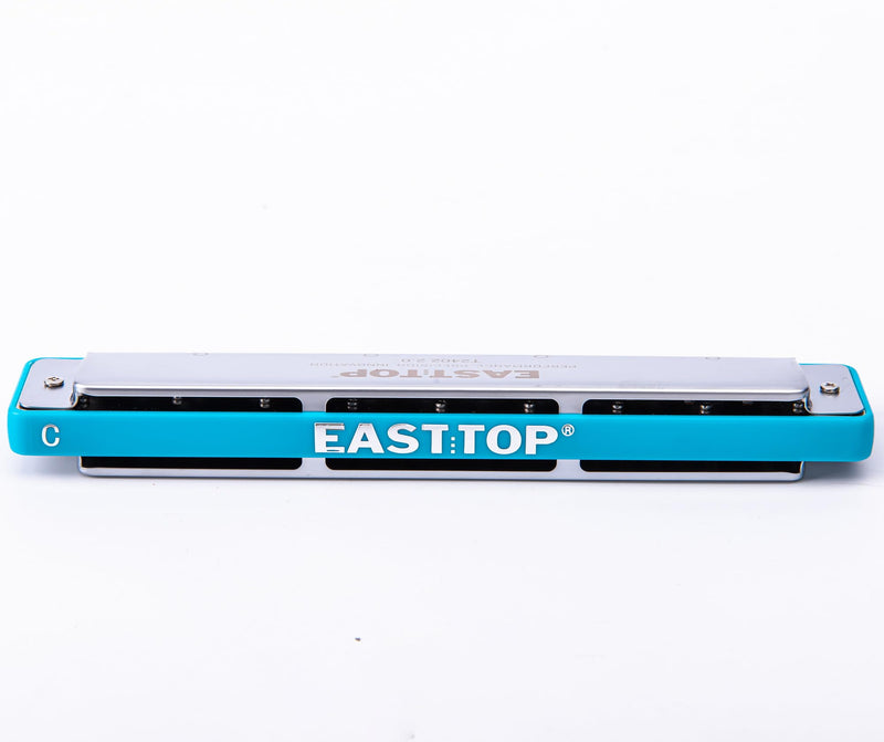 [AUSTRALIA] - EAST TOP Tremolo Harmonica Key of C, 24 Holes Professional Tremolo Mouth Organ T2402 2.0 Harmonica For Adults, Professionals and Students(Blue ABS) blue-C 