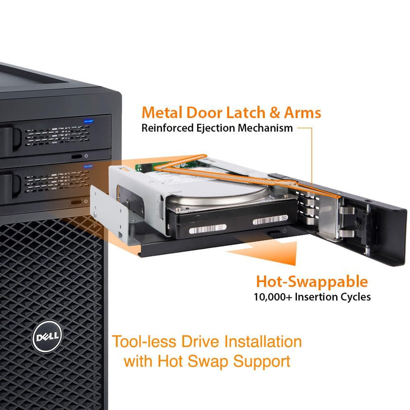 ICY DOCK 3.5 inch SAS/SATA HDD Hard Drive Mobile Rack Tool Free Enclosure for 5.25" Bay | TurboSwap MB171SP-1B