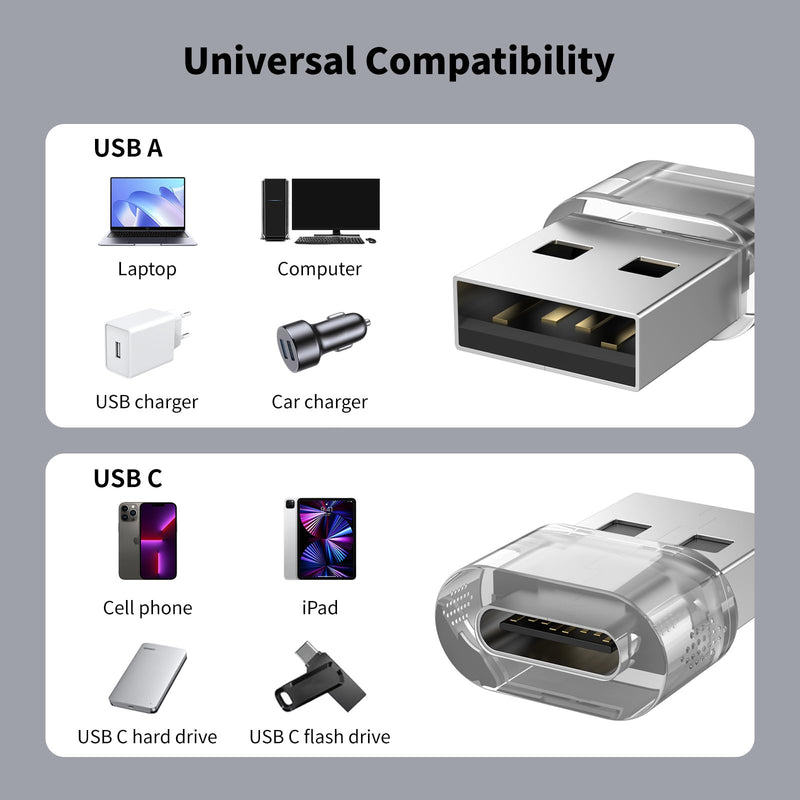 [AUSTRALIA] - USB to USB Clear Adapter 5 Pack,USB C Female to A Male Charger Converter Compatible with Apple Watch Ultra iWatch 8 7,iPhone15 14 13 Pro Max Plus,iPad 9 10 Air 5 Mini 6,Car Ect. 5 pack-Clear 