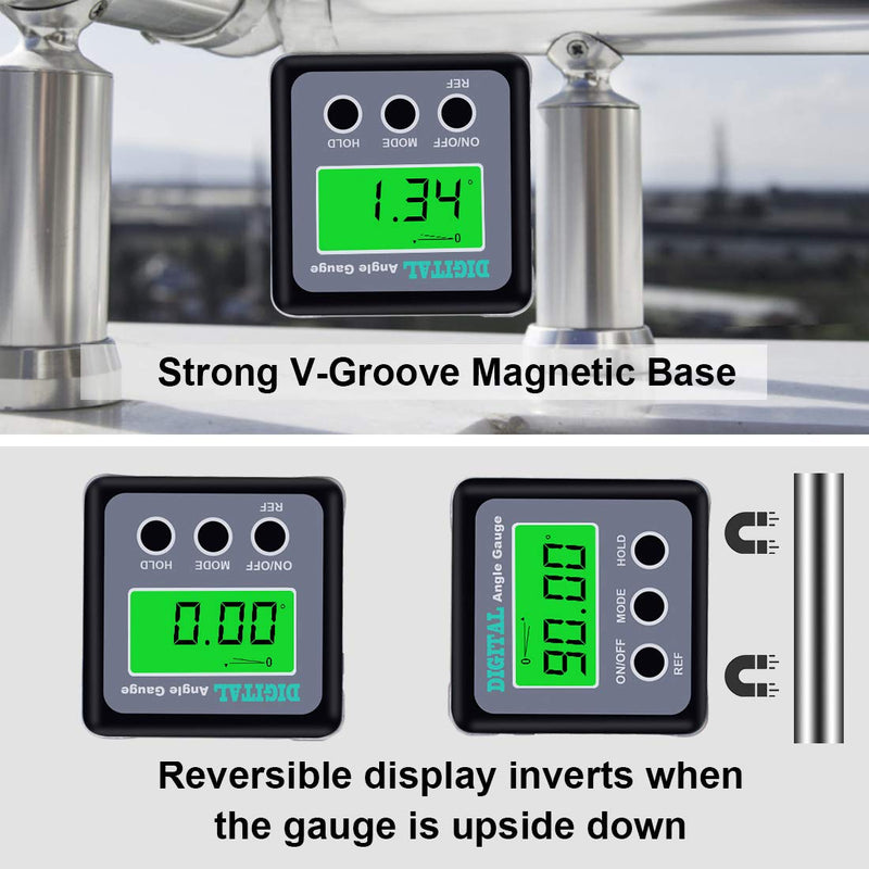 Angle Gauge, eOUTIL Digital Protractor/Inclinometer/Angle Finder Magnetic Base - Precision Level Box for Automobile, Woodworking, Building, Drilling Machinery, Masonry (Green) Green
