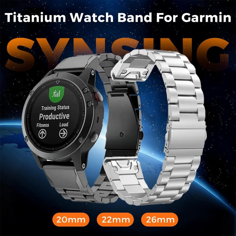 26mm Titanium Band for Tactix 8 51mm/Enduro 3 51 mm /7X Pro, 22mm Metal Strap for Venu 4 45mm/Fenix 8 47mm/Forerunner 965 955, 20mm Band für Instinct E 40mm/Fenix 8 43mm grey