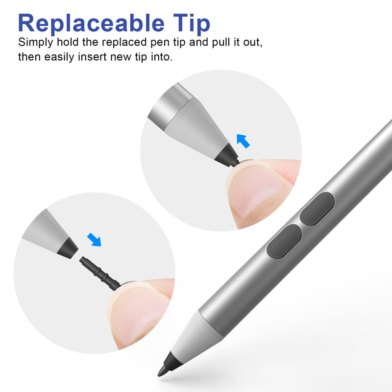 Surface Pro Pen Official Stylus for Microsoft Surface Pro 8/X/7+/6/5/4/3/Surface 3, Surface Go 3/2/1, Surface Laptop/Studio/Book 4/3/2/1 with Palm Rejection, 1024 Levels Pressure, 2500h Working Hours Grey