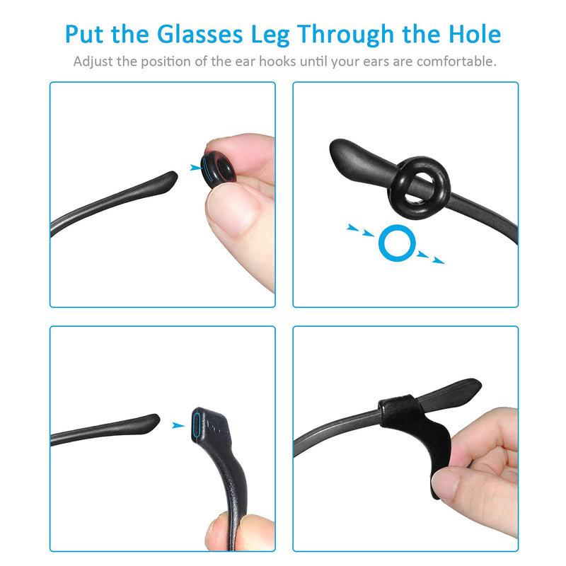 12 Pairs Mcyye Eyeglasses Ear Grips, Anti Slip Eyeglass Retainer, Premium Silicone Ear Hook, Keep Glasses from Slipping Down Your Nose, Simple, Effective Helper for Kids, Adults, Sports, Study & Work